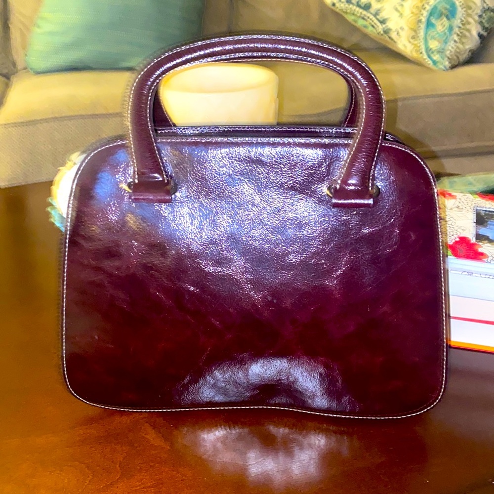 Antonio Melani leather handbag. Gorgeous oxblood red/Bordeaux color - High Gloss